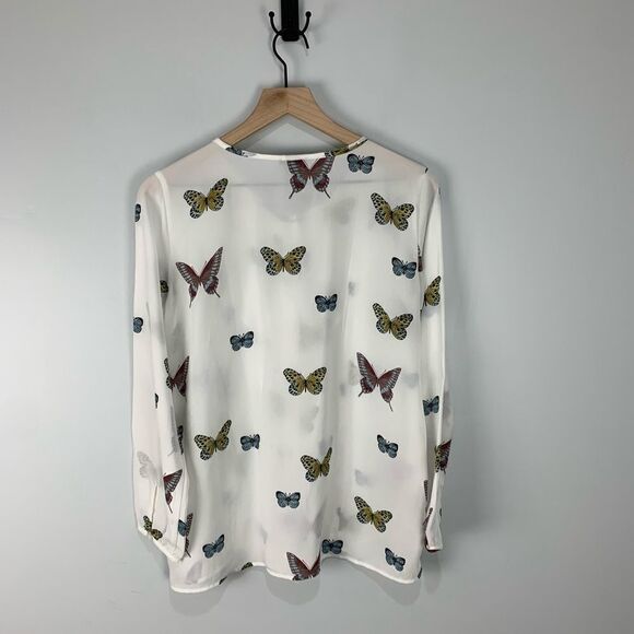 Ann Taylor White Ruffle Front Butterfly Blouse - Picture 5 of 6
